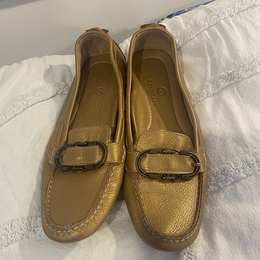 🌷Cole Haan Jillie Moc Metallic Gold Leather Loafers Flats Women’s 8.5 3/$30
